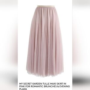 Chicwish Dusty Rose Dot Tulle Maxi Skirt